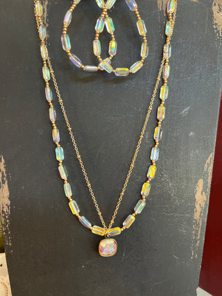 Swarovski Crystal & Rectangle Bead Necklace