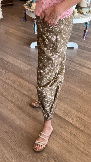 Floral Barrell Pants