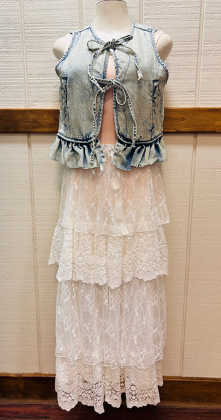 Lace Tiered Maxi Skirt
