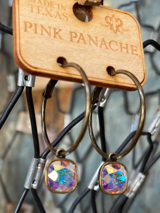 Pink Panache Square Crystal Earrings