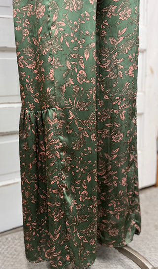 Green Satin Crinkle Pant