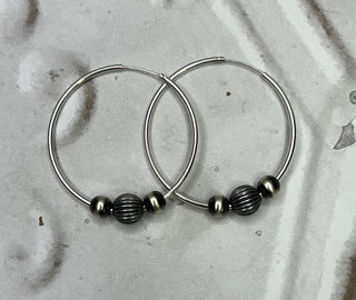 Sterling Spiral Pearl Hoop