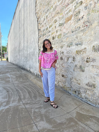 Flower pink boho shirt