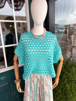 Teal Crochet Top