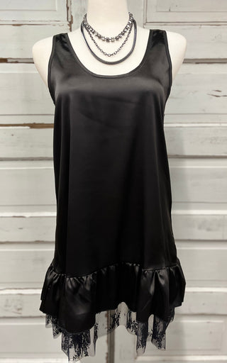 Black Satin Lace Dress