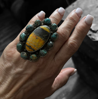 Tibetan Turquoise & Jasper Ring