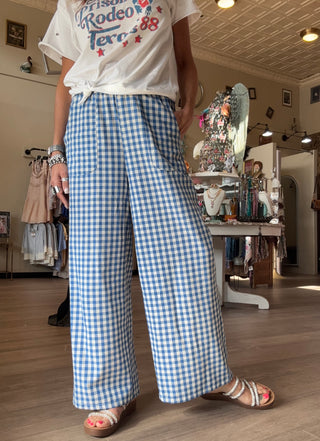 Blue Gingham Pants
