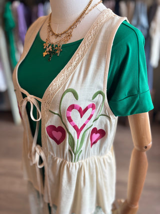 Heart-Bloom Lace Maxi Vest