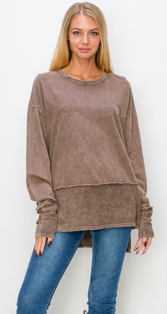 Washed Brown Slouch Top