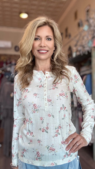 Floral  Henley Top