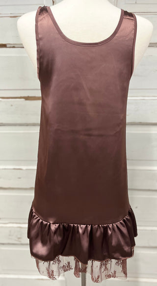 Brown Satin Lace Dress