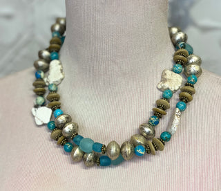 Silver/White Turquoise Necklace Set