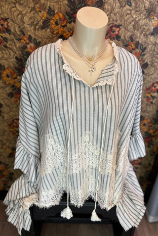 Stripe & Lace Top