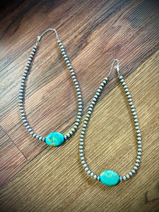 Sterling & Oval Turquoise Necklace