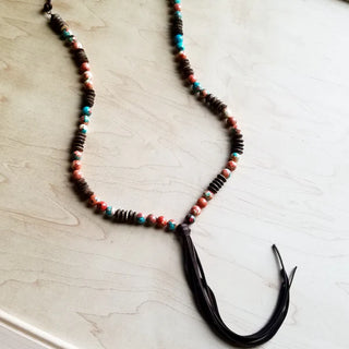 Multi-Colored Bead and Tassel Necklace