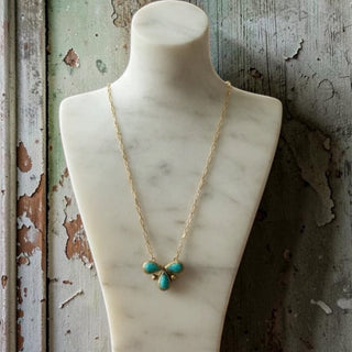 Brass & Turquoise Teardrop Necklace