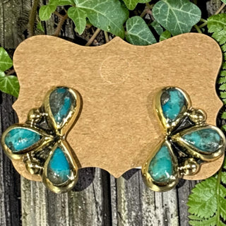 Brass & Turquoise Teardrop Earrings