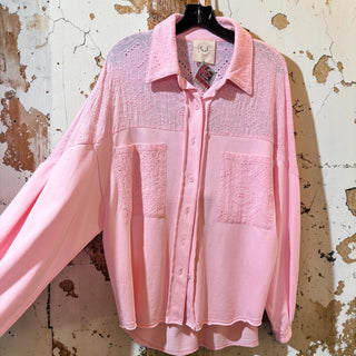Rose Eyelet Button Down