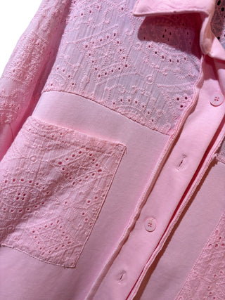 Rose Eyelet Button Down