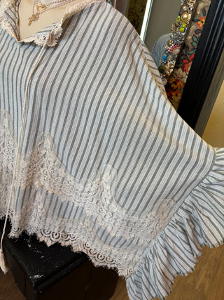 Stripe & Lace Top