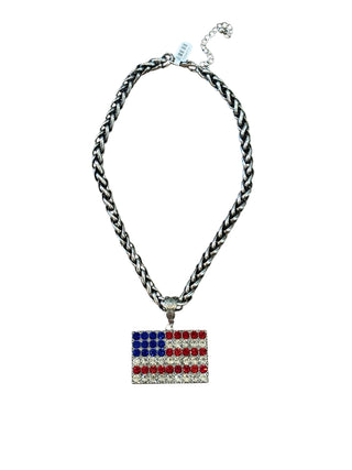 Rhinestone Flag Necklace