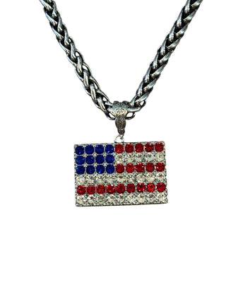 Rhinestone Flag Necklace