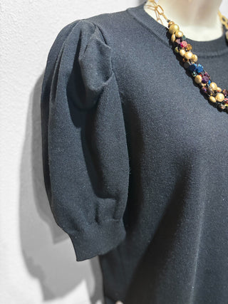 Black Puff Sleeve Sweater