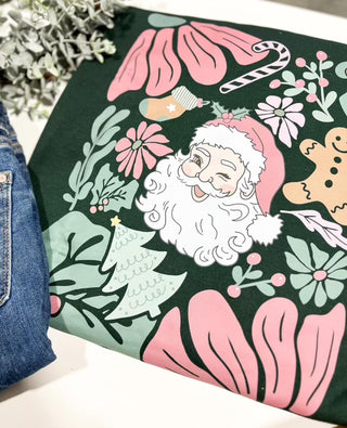 FLORAL SANTA SWEATSHIRT