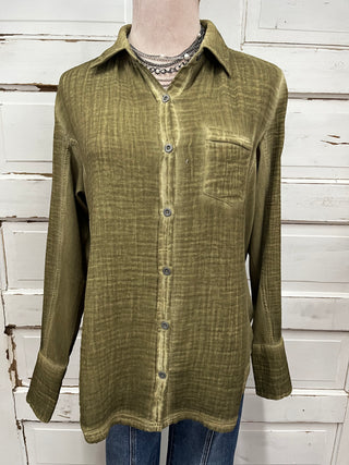 Mineral Washed Olive Top