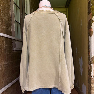 Faded Olive Henley Top