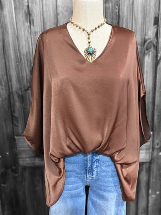 Dark Cocoa Satin Top
