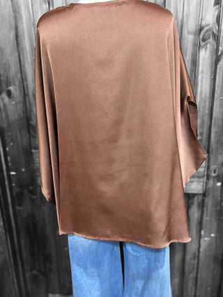 Dark Cocoa Satin Top