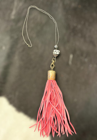 Pink Tassel Lanyard Necklace