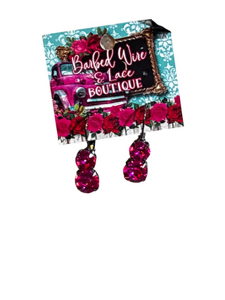Pink Crystal Drop Earrings