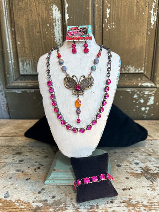 Pink Crystal Drop Earrings