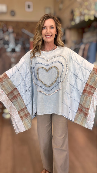 Heart Patchwork Poncho Top
