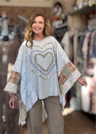Heart Patchwork Poncho Top