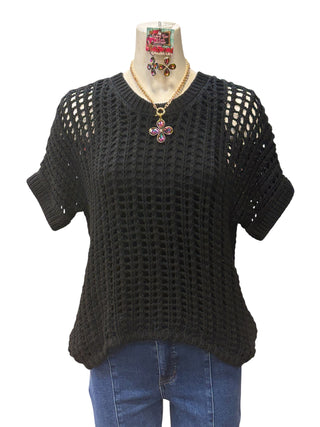 Black Crochet Sweater