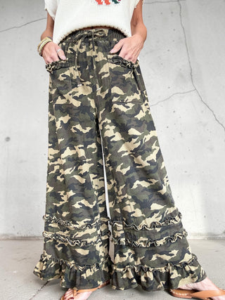 Ruffled Camouflage Pants
