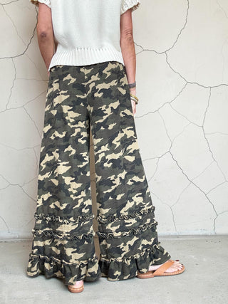 Ruffled Camouflage Pants