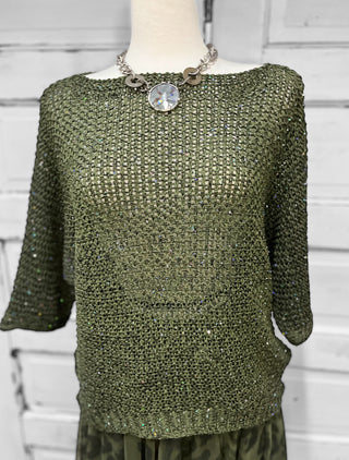 Olive Shimmer Sweater