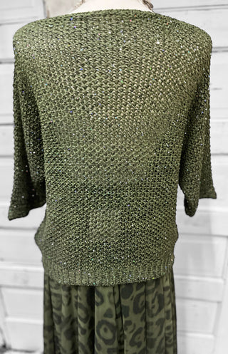 Olive Shimmer Sweater