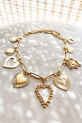 Casey Gold Heart Charm Necklace