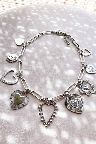 Casey Silver Heart Charm Necklace