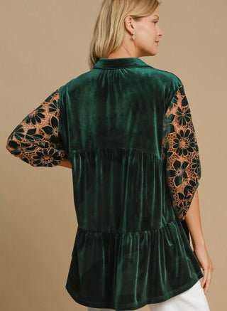 Floral Lace Velvet Top