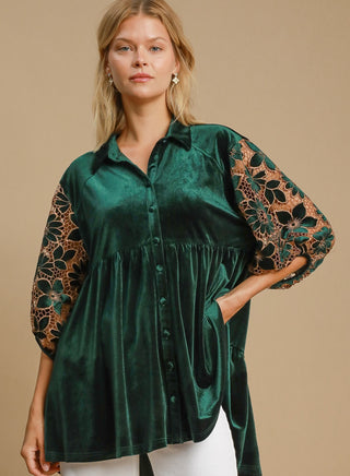 Floral Lace Velvet Top