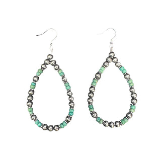 Green turquoise & Desert Pearl Earrings