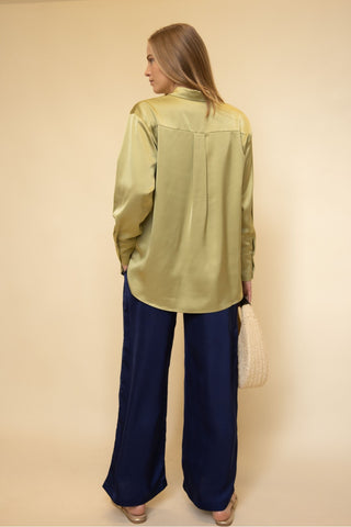 Navy Satin Pants