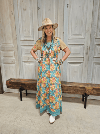 RB Teal Floral Dress