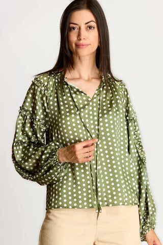 Olive Polka Dot Blouse